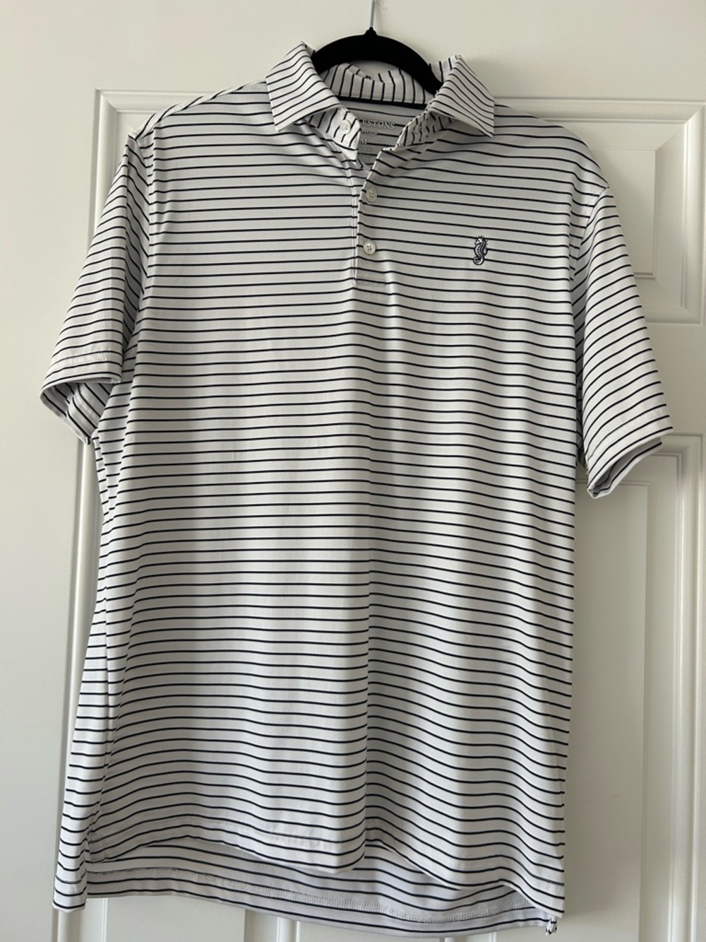 Striped Performance Polo Shirt - White/Navy